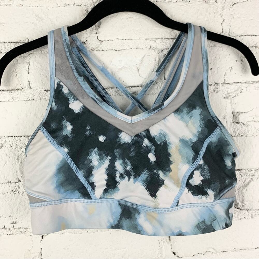 Lululemon Strap It Like It's Hot Blooming Pixie Aquamarine Athletic Sports Bra 8